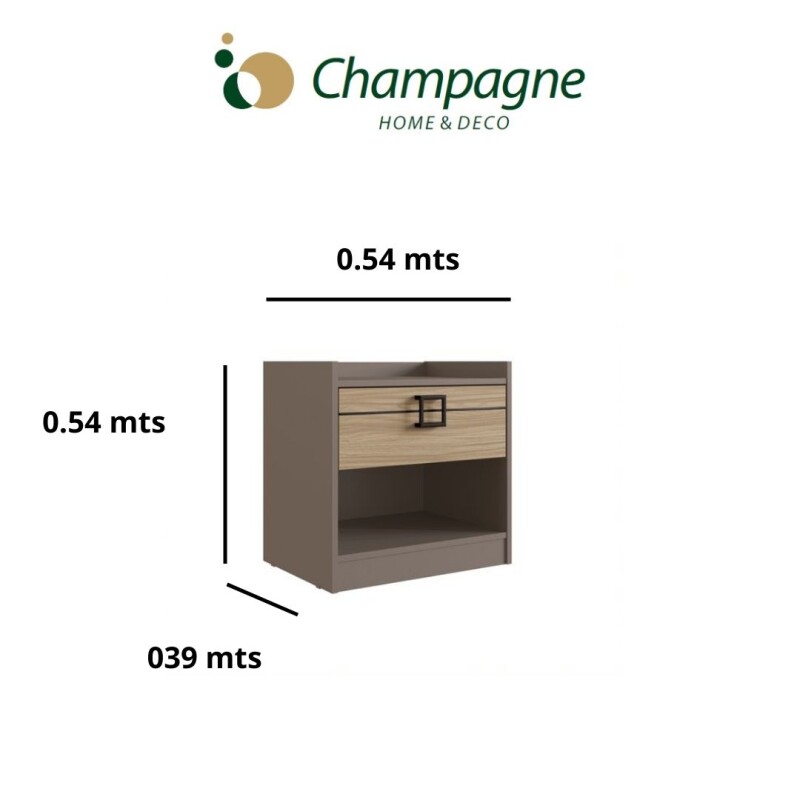 MESA DE LUZ MADERA - 1 CAJON - FENDI Y CEDRO MESA DE LUZ MADERA - 1 CAJON - FENDI Y CEDRO