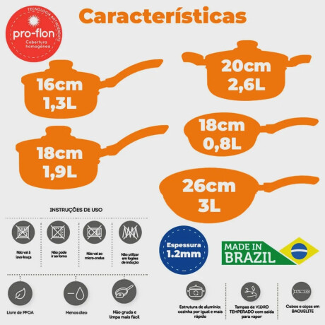 Set Cocina 11Pzas Juego Batería Antiadherente Brinox + Vasos Rojo