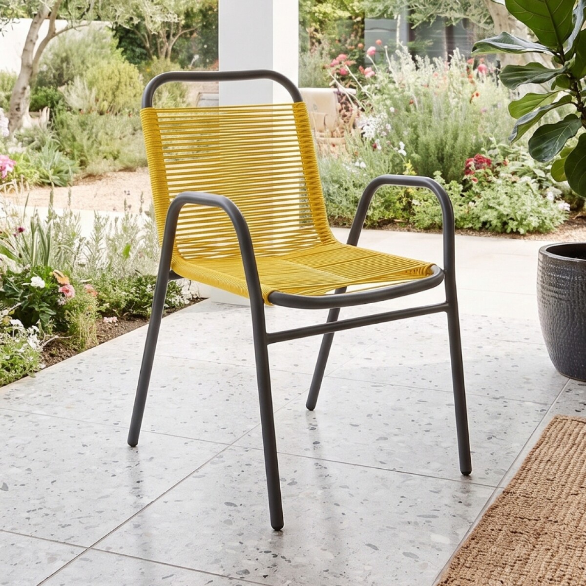 Silla de Jardín Simil Rattan - Amarillo 