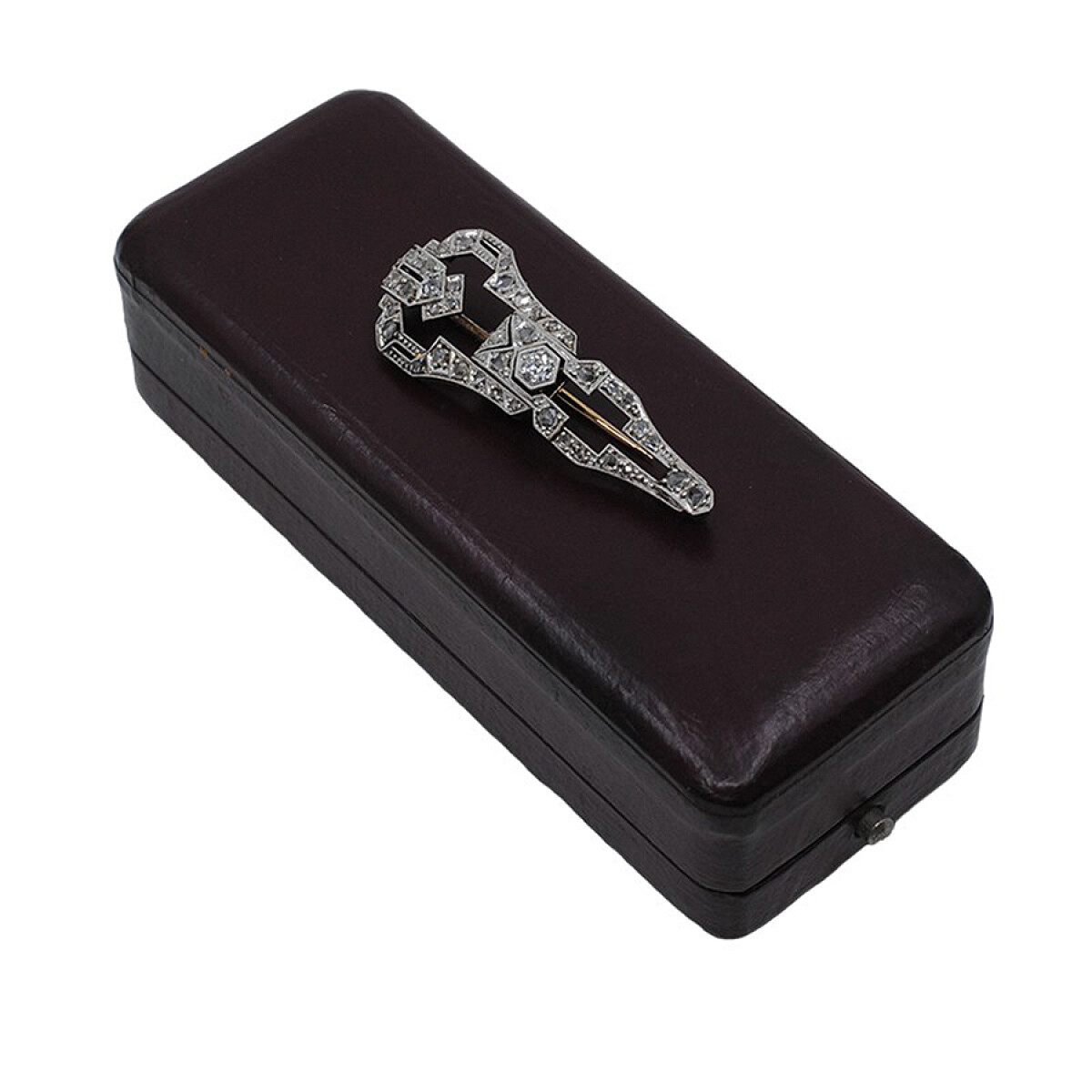 Pincho Antiguo Art Deco En Oro 18K, Brillantes Y Diamantes 
