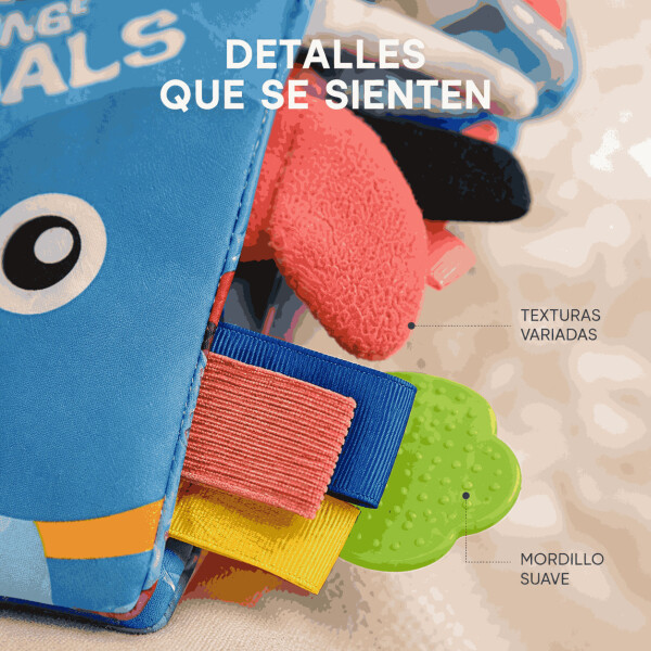Libro Sensorial para Bebé con Colas, Mordillo y Sonidos Azul