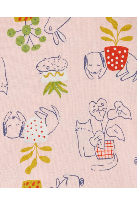 Pijama cuatro piezas de algodón, dos remeras y dos pantalones Sin color