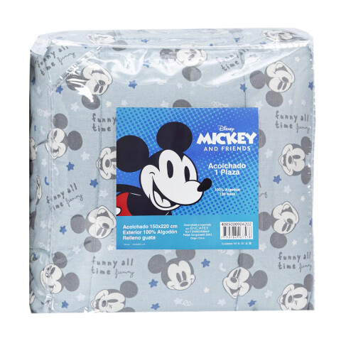 Acolchado Infantil 130 Hilos 1 Plaza 100% Algodón Mickey
