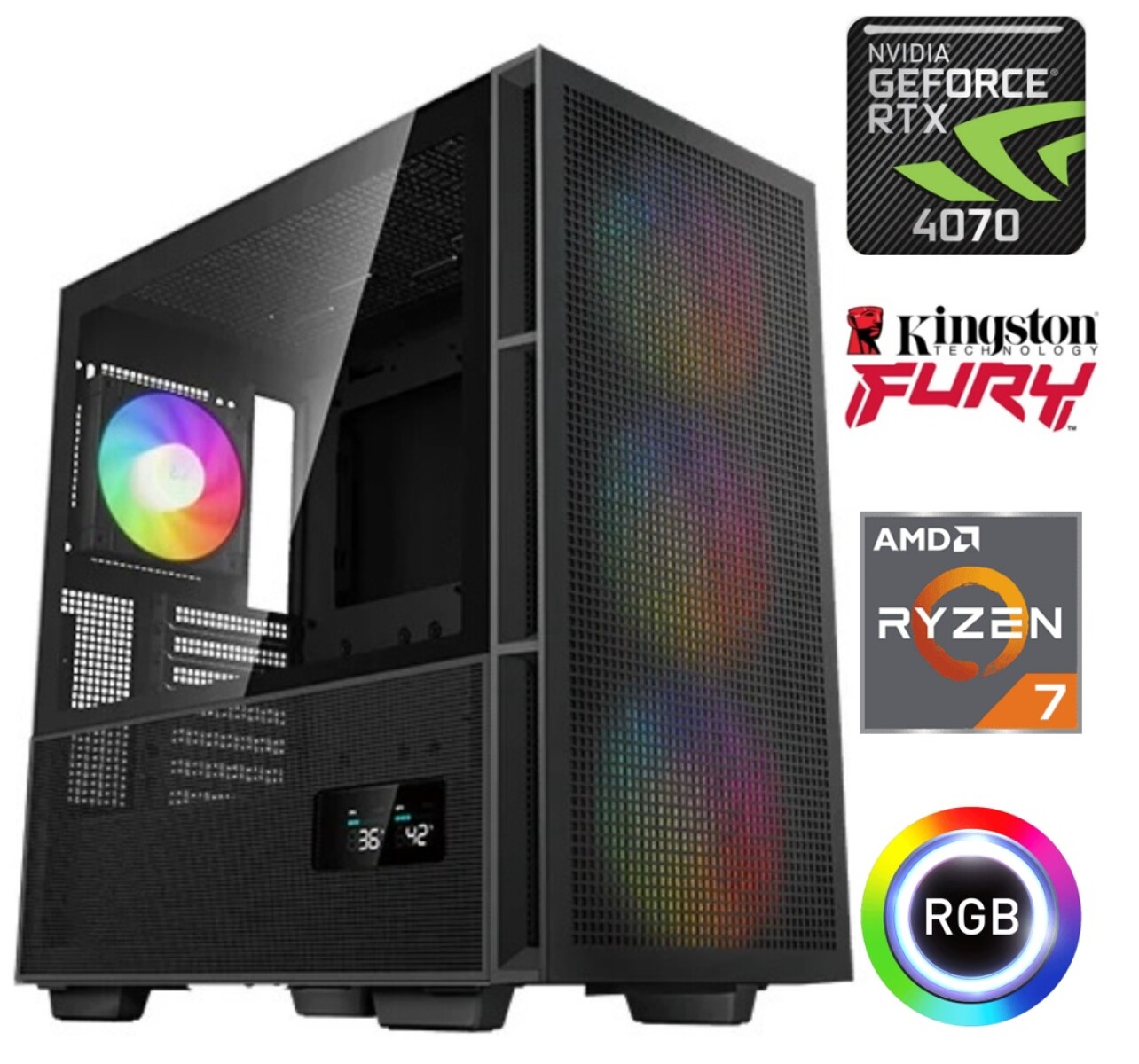 Equipo Gamer Ryzen 7 7700X, 16GB, 1TB Nvme, Rtx 4070 12GB 