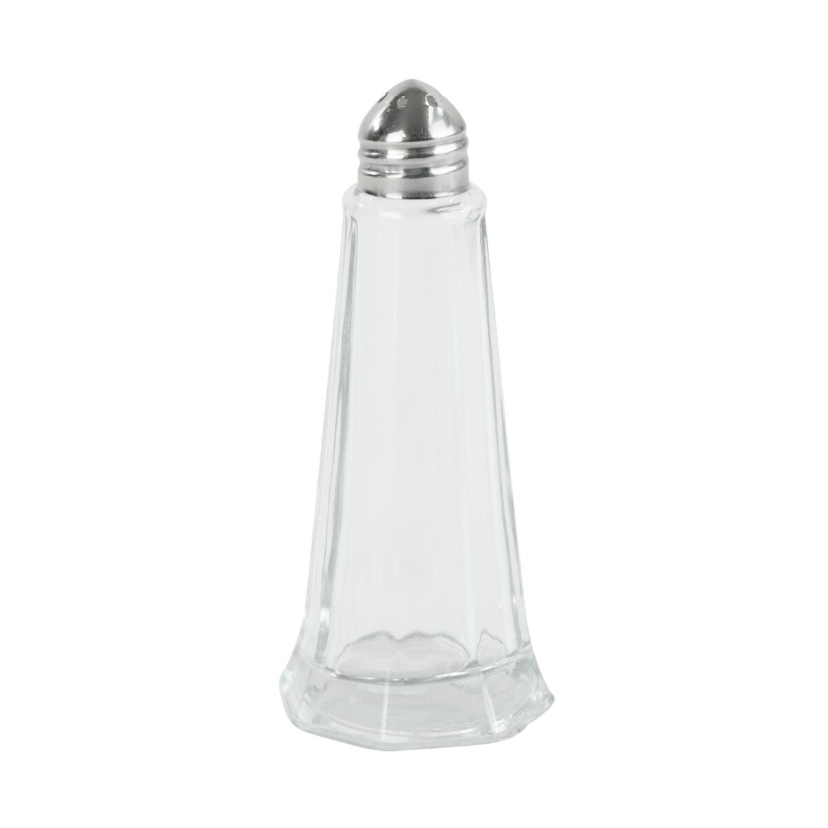 Salero pimentero de vidrio con base octogonal 