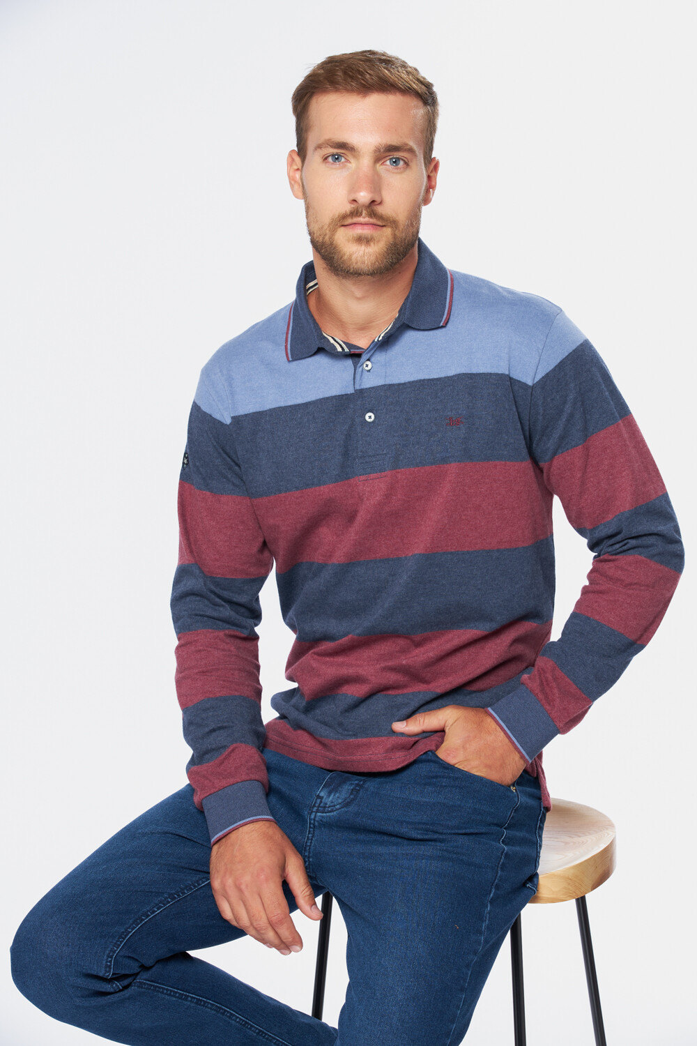 REMERA POLO RAYADA Bordo