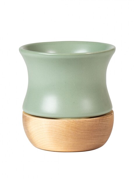 Mate Cerámica base Madera Oliva