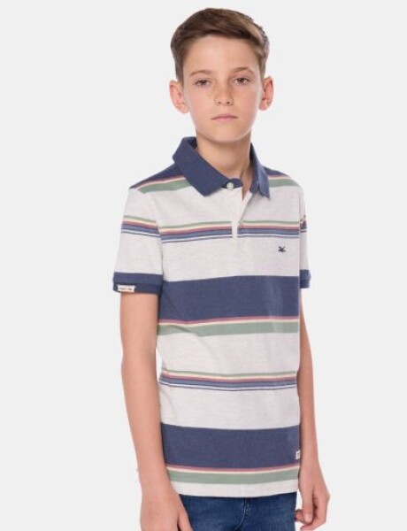 REMERA POLO RAYADA DE ALGODÓN Gris
