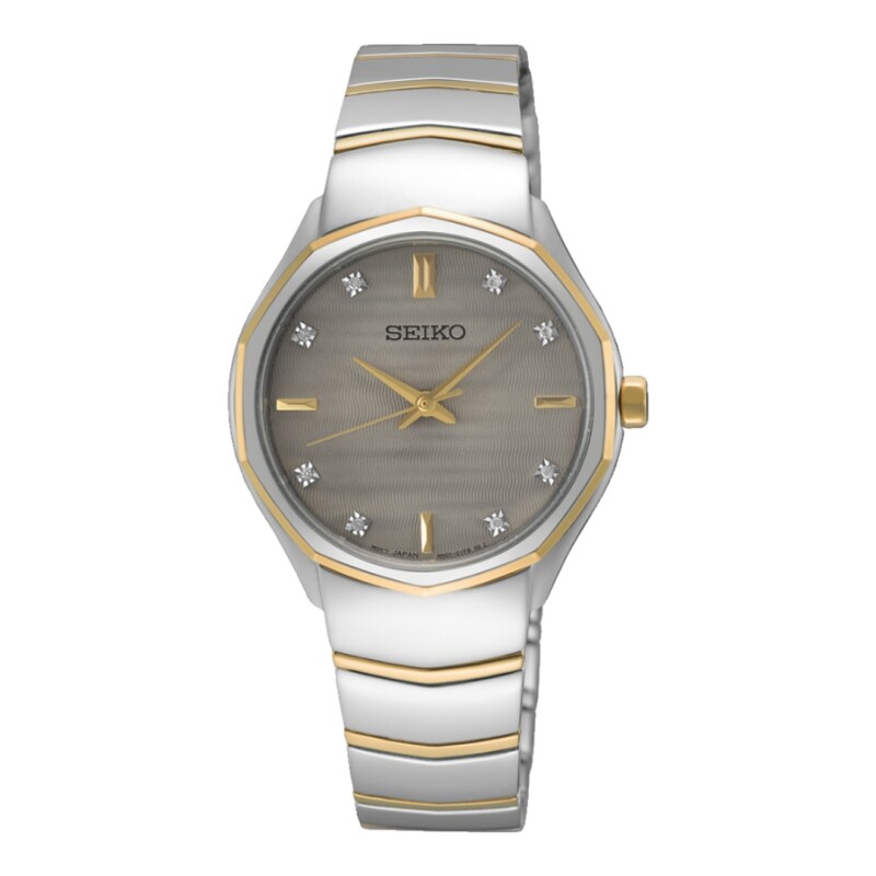 Reloj Seiko SUR616P1 para dama con correa de acero Plateado
