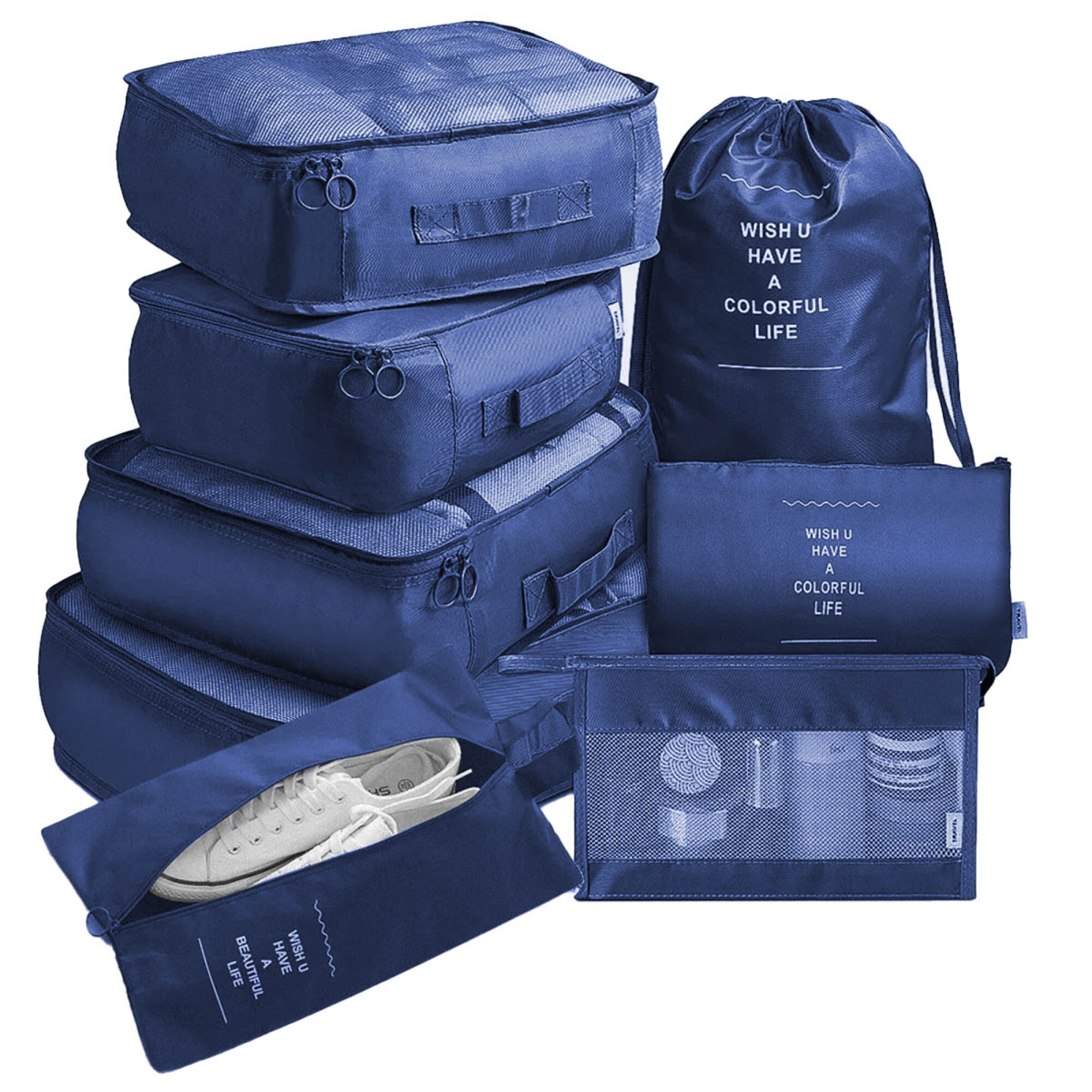  Organizador de equipaje de viaje con cremallera, 6 unidades  (azul marino), marino : Ropa, Zapatos y Joyería