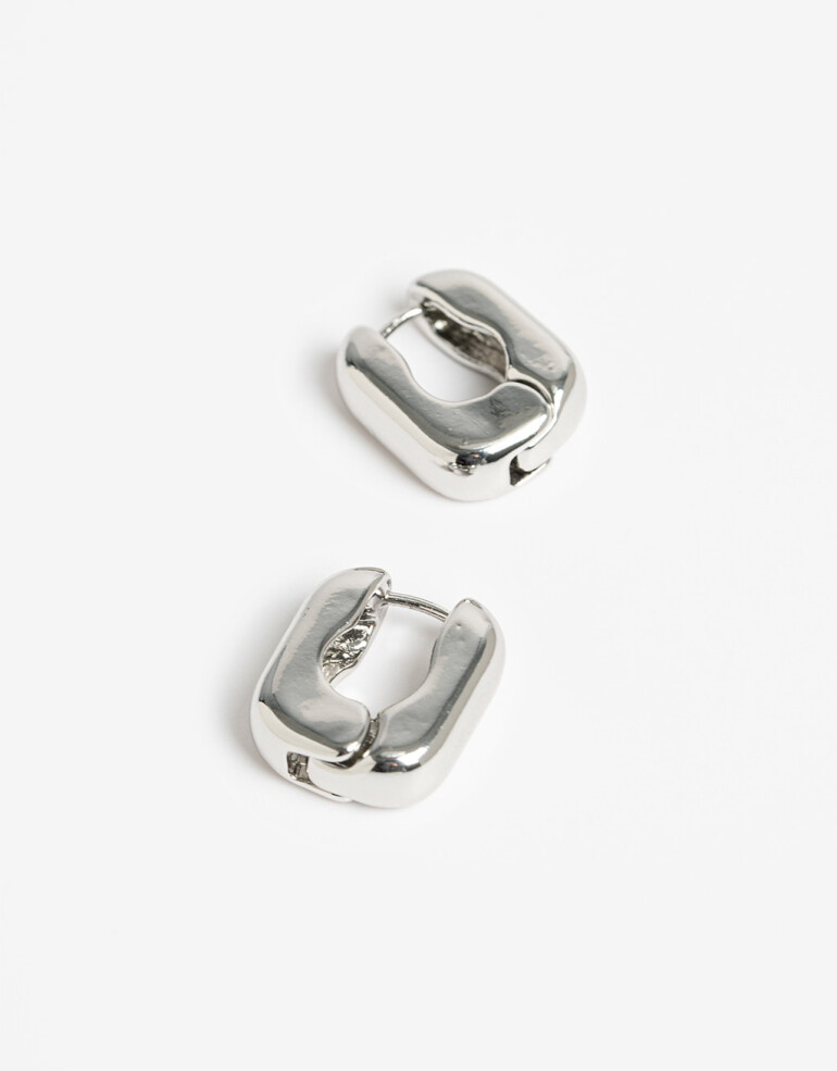 Aros Argollas Metal Aro Argolla Metal Bold. - Plateado Rodio