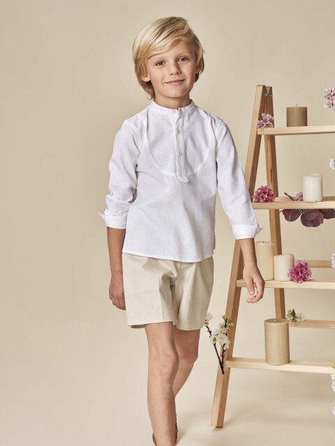 Pantalon Corto De Lino Piedra