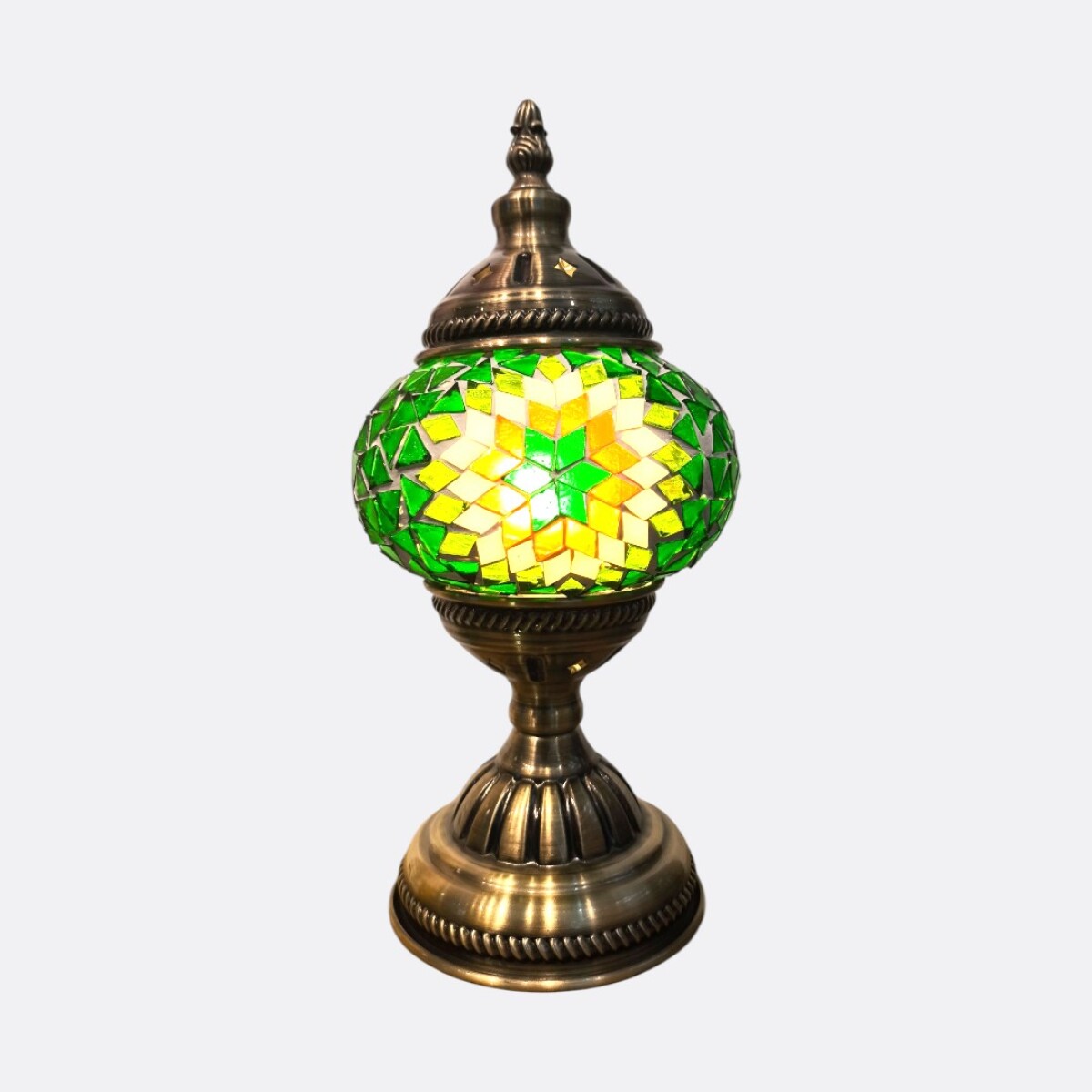 Lámpara Turca Mediana - Flor Verde 