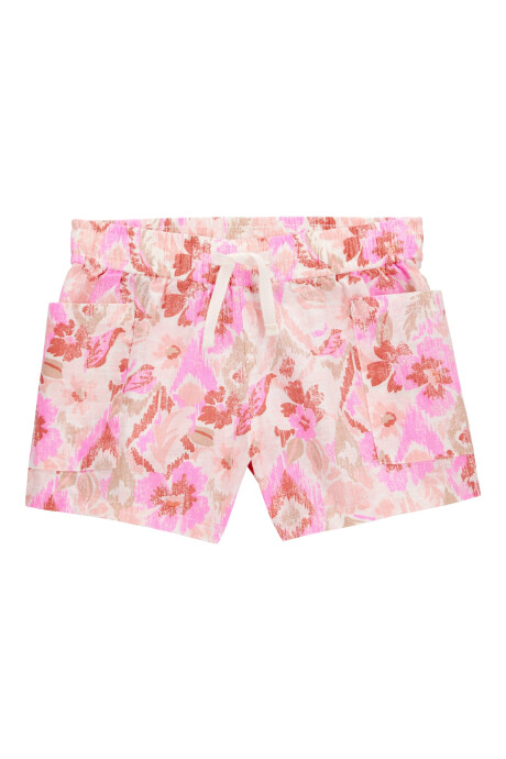 Short de algodón, con cordón, diseño floral Sin color