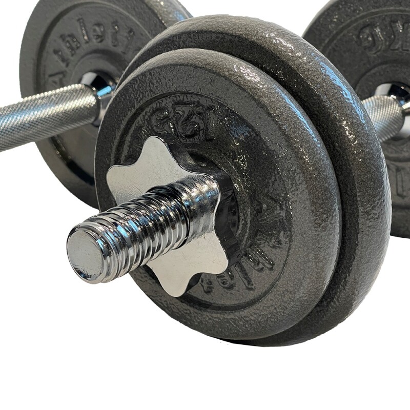 Set De Mancuernas Y Barra Gris Con Valija Athletic 30Kg Negro