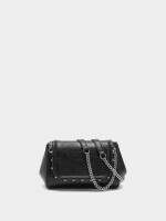 Bolso De Hombro Con Solapa Y Tachuelas negro