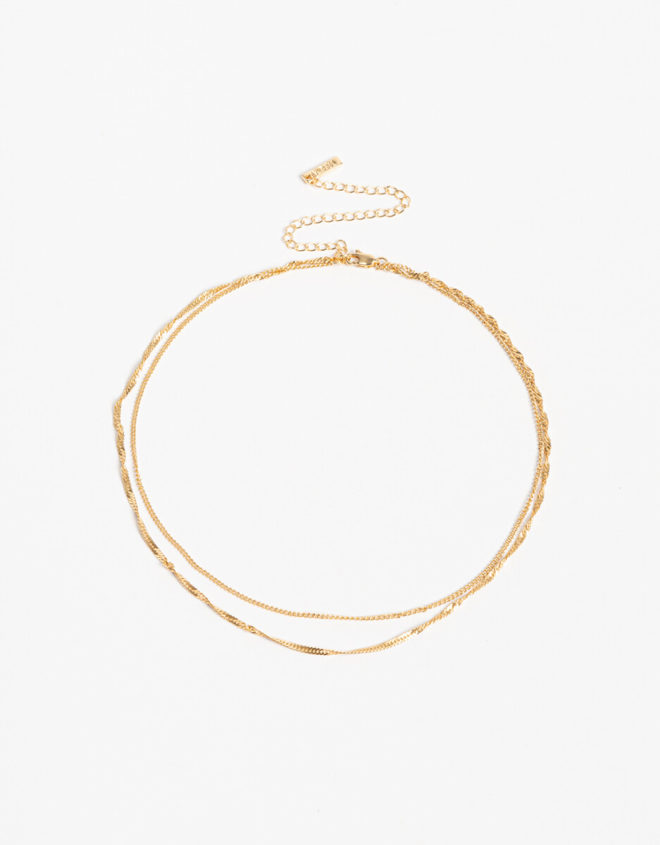 Collar Corto Multicadena Bañado En Oro 