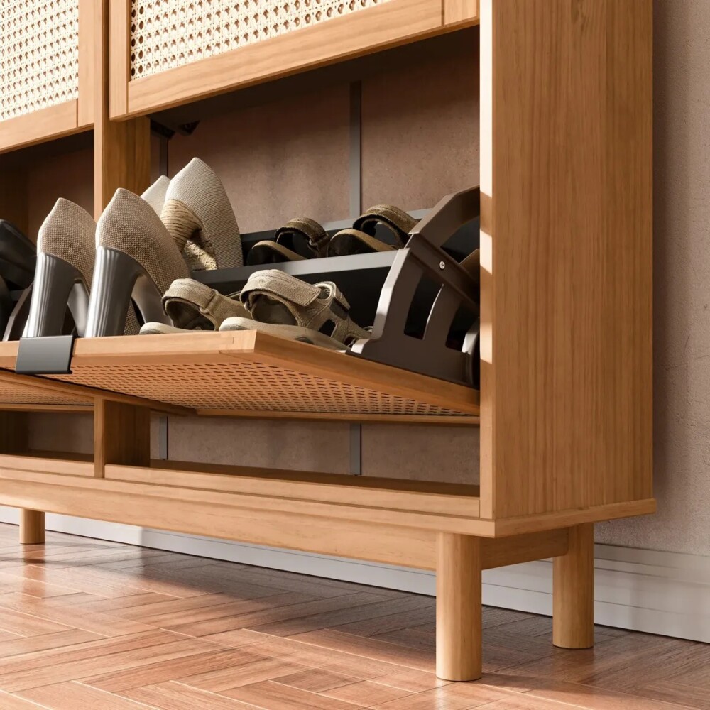 ZAPATERA MADERA MACIZA RATAN 4 PUERTAS DORMITRIO ZAPATERA MADERA MACIZA RATAN 4 PUERTAS DORMITRIO