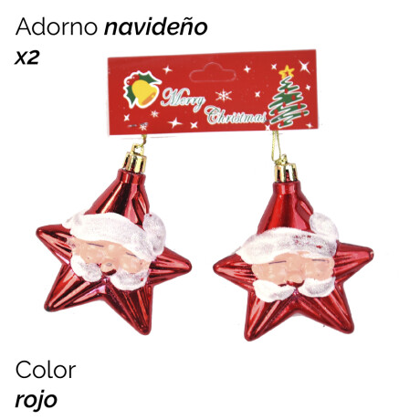 Adorno Navideño Con Forma De Estrella Color Rojo X2 Unica
