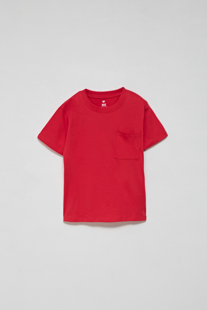 Remera manga corta con bolsillo Rojo