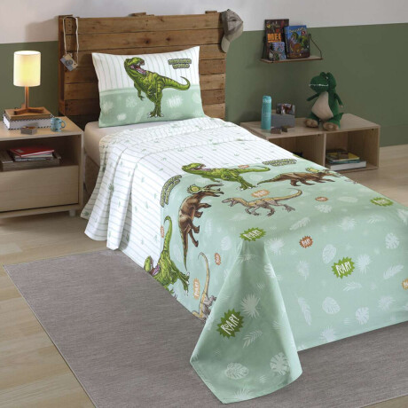 Juego Sábanas Infantiles 1 Plaza Dohler 100% Algodón Dinosaurios