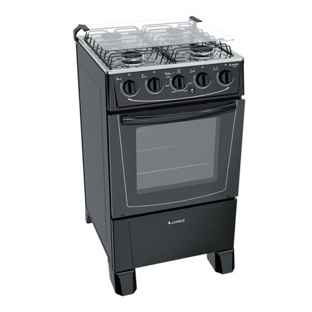 Cocina JAMES C 105 B A Gas Cuatro Hornallas Tapa De Vidrio 