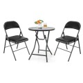 MESA REDONDA PLEGABLE DE VIDRIO + 2 SILLAS MESA REDONDA PLEGABLE DE VIDRIO + 2 SILLAS