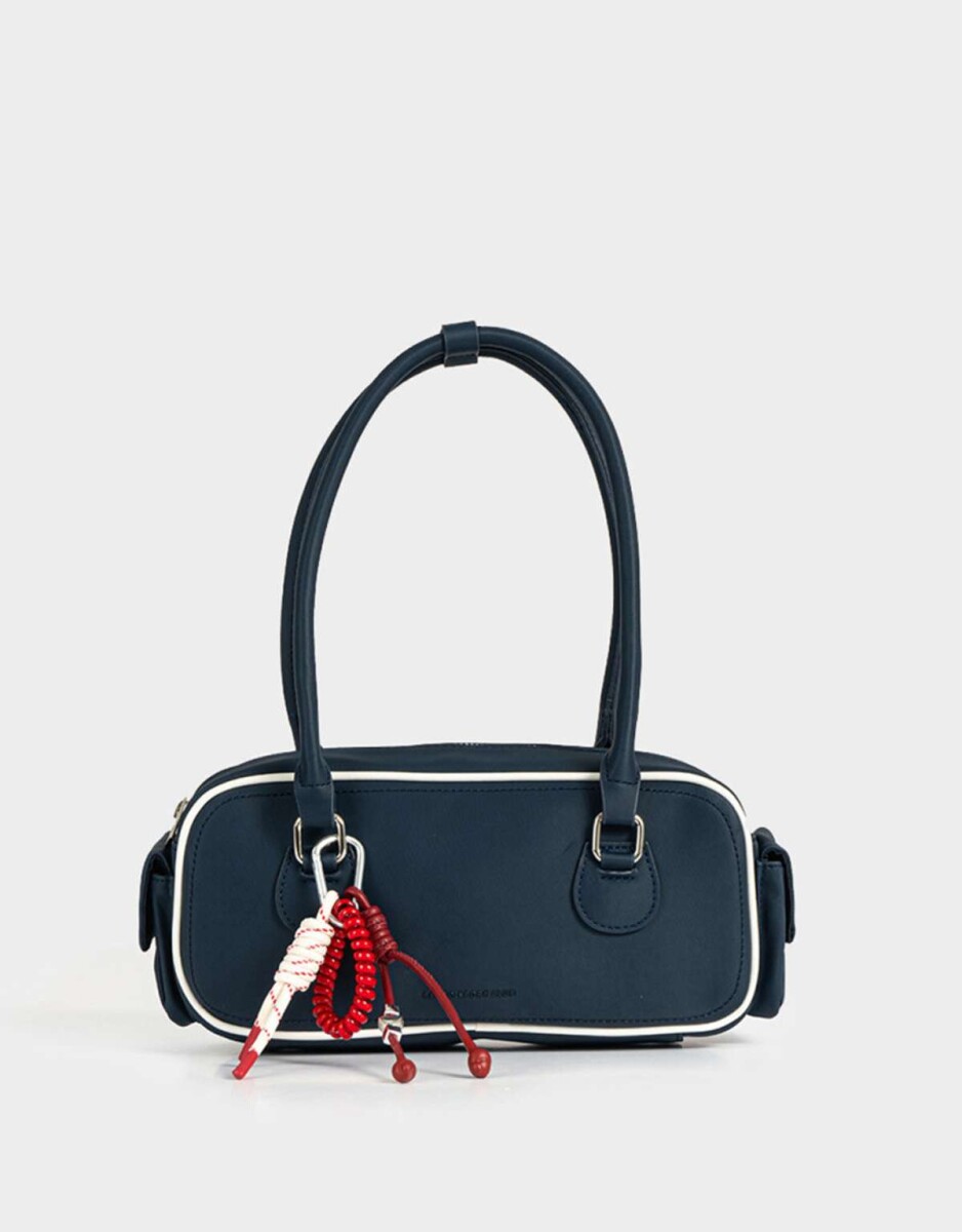 Cartera Bowling Con Charm - Azul Marino 