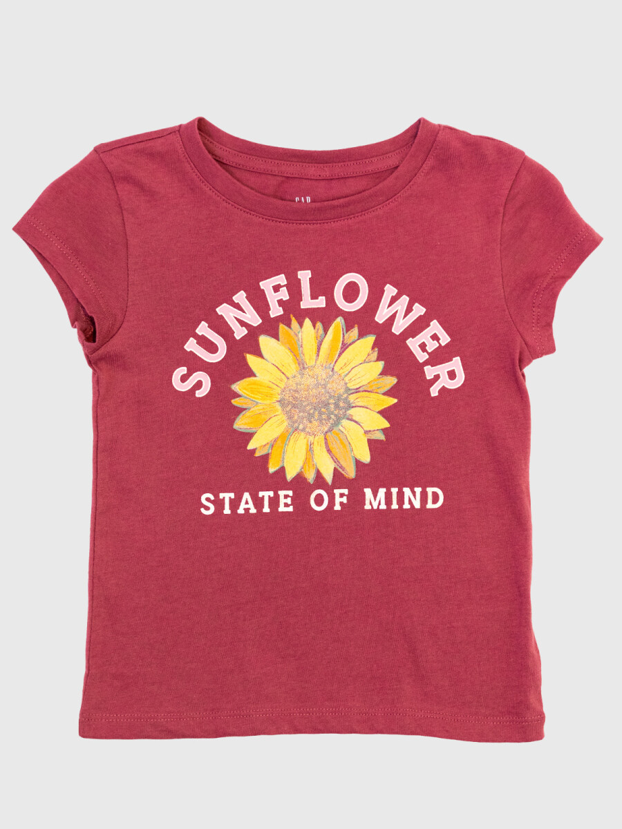 Remera Gráfico Manga Corta Niña - Dry Rose 18-1725 Tcx 
