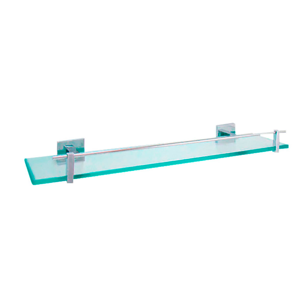 Repisa Vidrio Metal Manchester Cromo Mate Con Estante 
