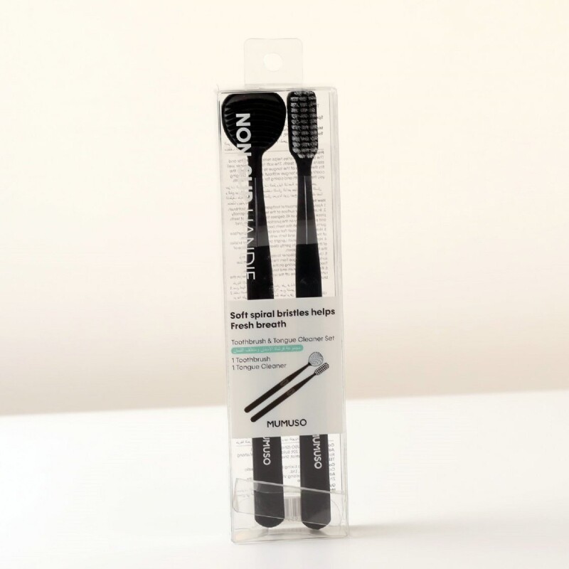 JUEGO DE CEPILLO DE DIENTES Y LIMPIADOR DE LENGUA (NEGRO) JUEGO DE CEPILLO DE DIENTES Y LIMPIADOR DE LENGUA (NEGRO)