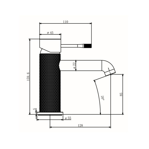 Griferia Lavatorio Cuerpo Labrado Gris Grafito - Serie Signature 000