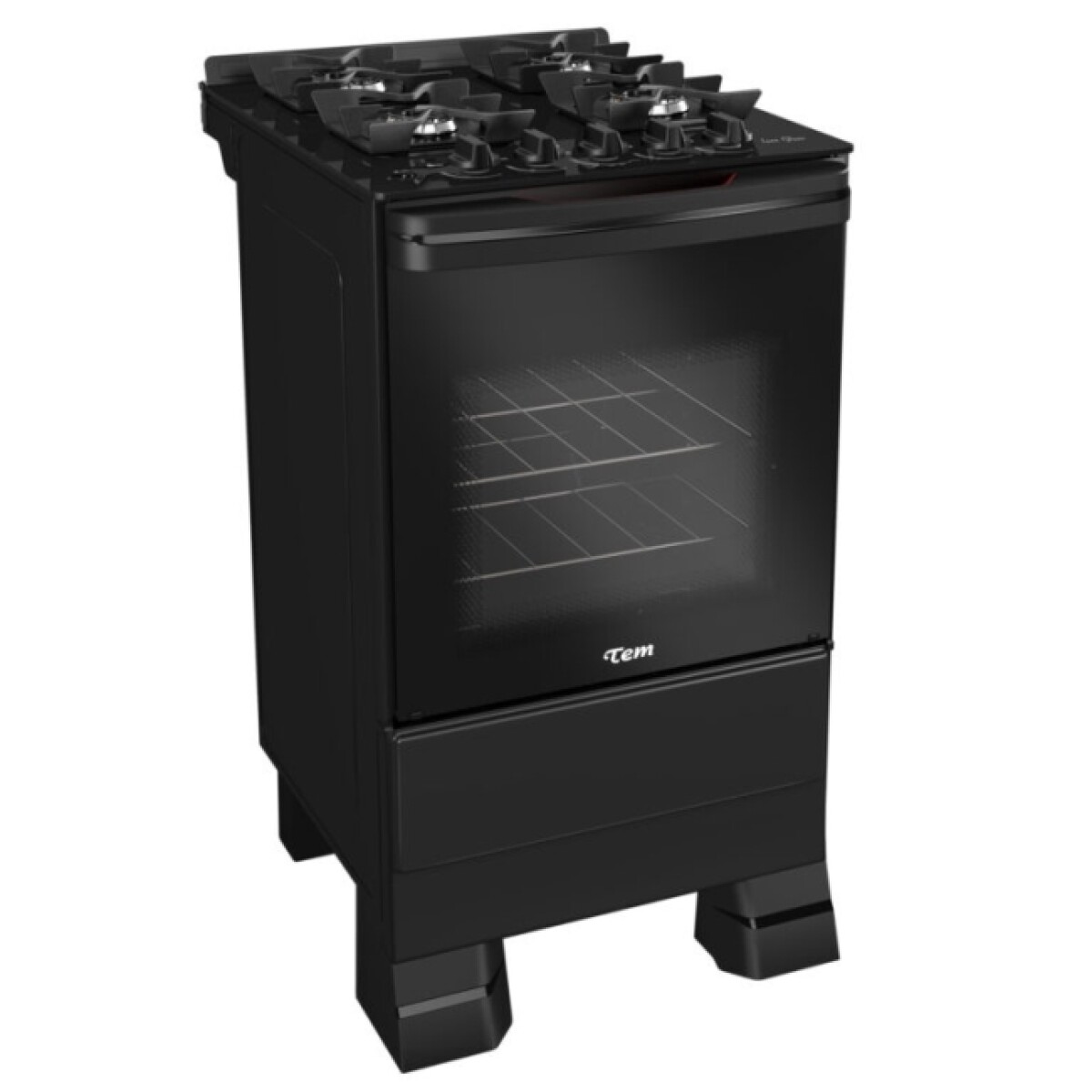Cocina Gas Tem Glass 4h Vidrio Negro Luna 