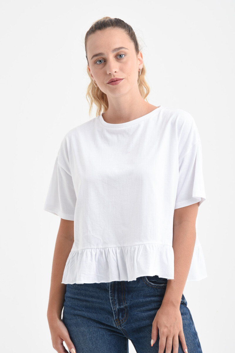 Camiseta con volados manga corta algodón orgánico Blanco