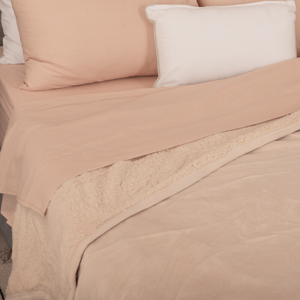 MANTA 2 PLAZAS POLIESTER NATURAL-BEIGE MOONLIGHT/SHERPA NATURAL
