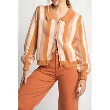 Campera Tejida Rayada Rosa