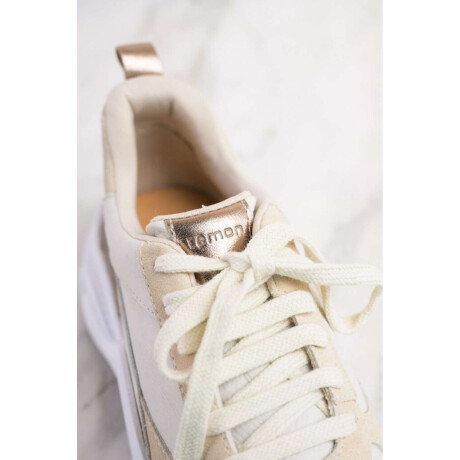 Zapatilla Combinada Cuero Nacar