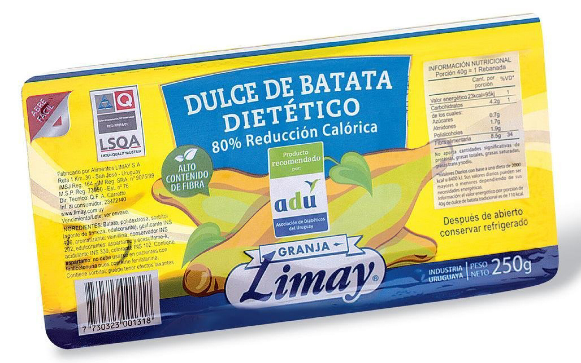 DULCE LIMAY DIET BAND 250G BATATA 