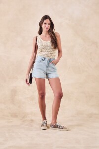 Top Metalizado Textura Camel