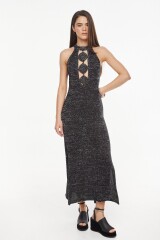 Vestido Espiral Negro Lurex