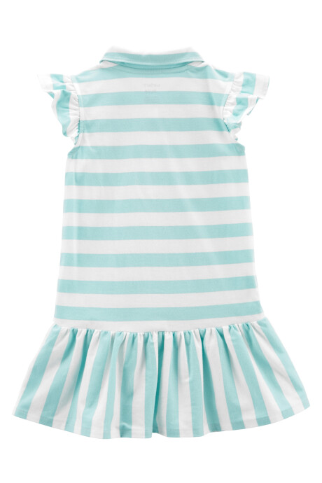 Vestido de algodón, con bordado, diseño a rayas. Talles 2-5T Sin color