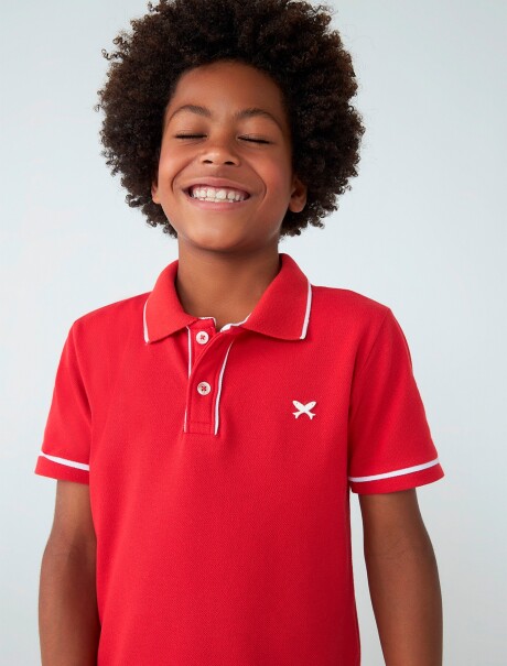 CAMISA DE CUELLO CON ESTAMPADO ROJO