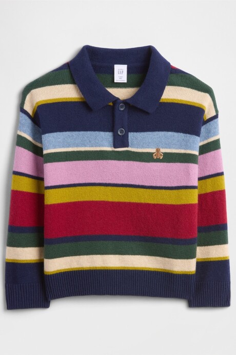 Buzo Tipo Polo Cashsoft Toddler Niño Tiny Stripe Burgundy