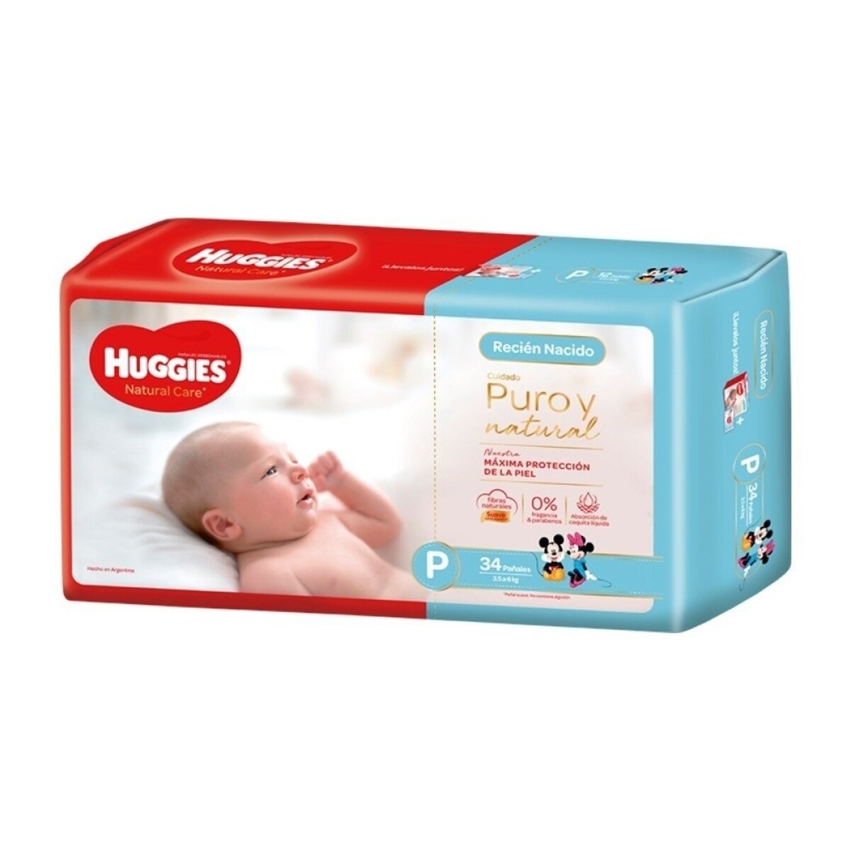 Pañales Huggies Natural Care Talle P 34 Uds. 