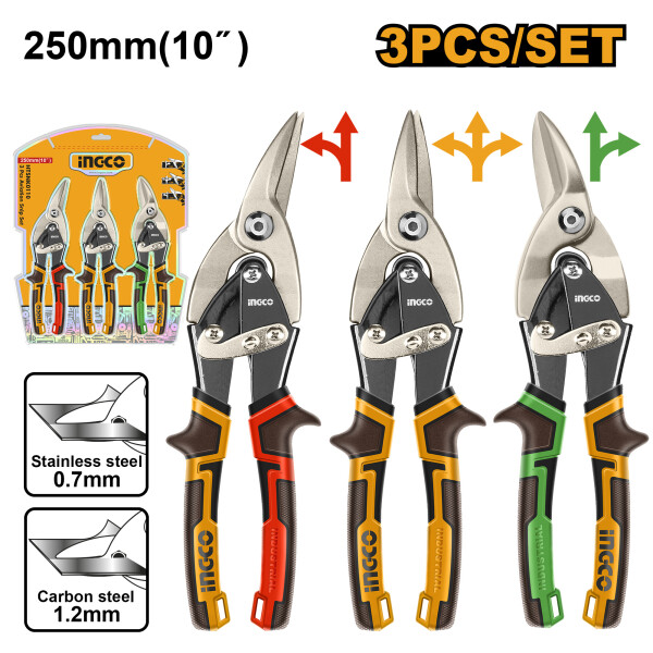 KIT 3 TIJERA P CHAPA 10 PULG INGCO HTSNK0110 KIT 3 TIJERA P CHAPA 10 PULG INGCO HTSNK0110