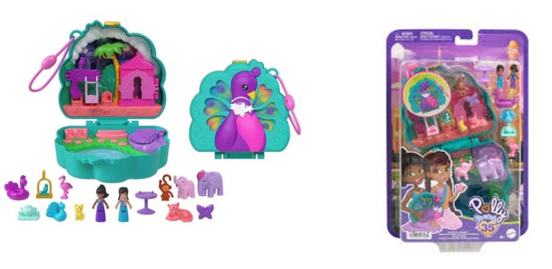 Playset Polly Pocket Mundo Sorpresa Pavo Real 