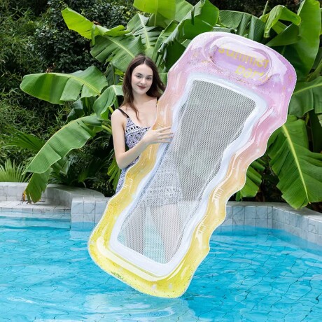 Colchoneta Inflable - Flotador Reposera para Piscina o Playa Rosado