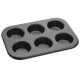Molde x6 muffin antiadherente 26,5x18x3 cm GRIS OSCURO