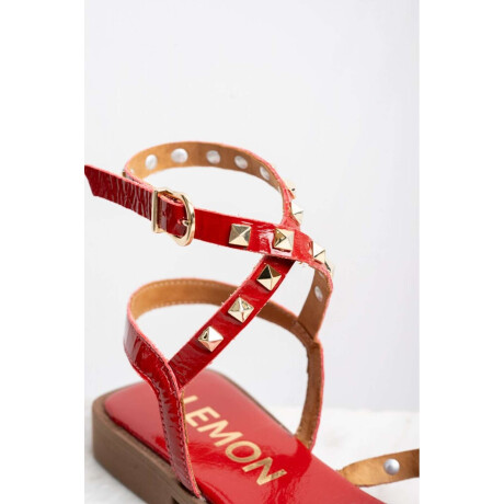 Sandalia Charol Tachas Rojo