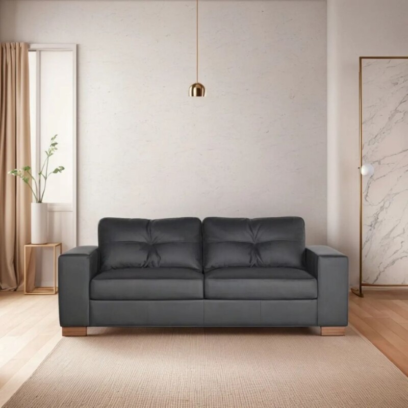 SOFA 100% CUERO - 3 CUERPOS - MODELO DOMINI - NEGRO SOFA 100% CUERO - 3 CUERPOS - MODELO DOMINI - NEGRO